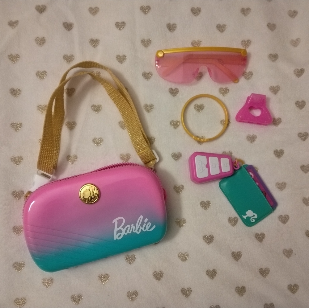 10/$40 Barbie Pink and Teal Purse Set with Accessories